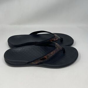 Vionic Tide II Toe Post Sandals Womens 10 Brown Tortoise Flip Flops Thongs